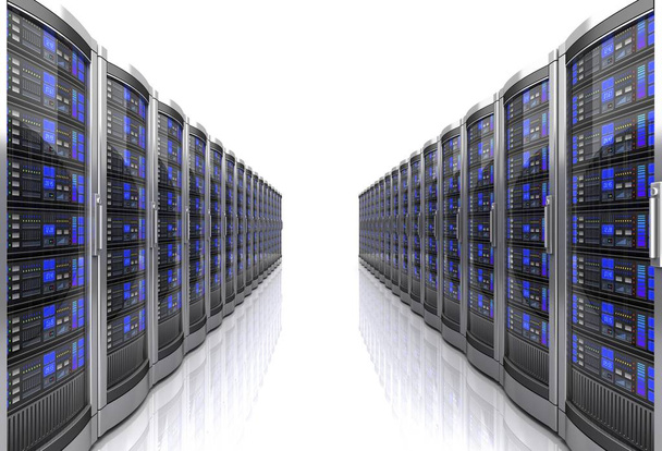 сетевые серверы рабочих станций 3d иллюстрация изолированы на белом фоне - Фото, изображение