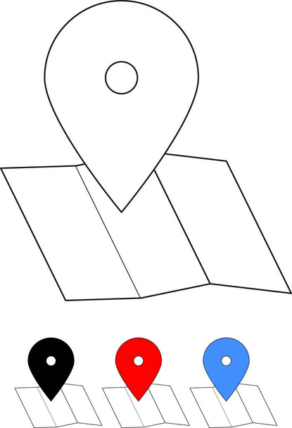Un'icona impostata per un puntatore su una mappa su carta. Puntatore è in 4 colori diversi. Vettore
 - Vettoriali, immagini