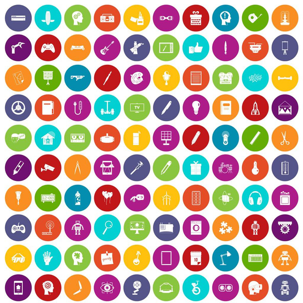 100 kreatív ötlet ikonok szín beállítása - Vektor, kép