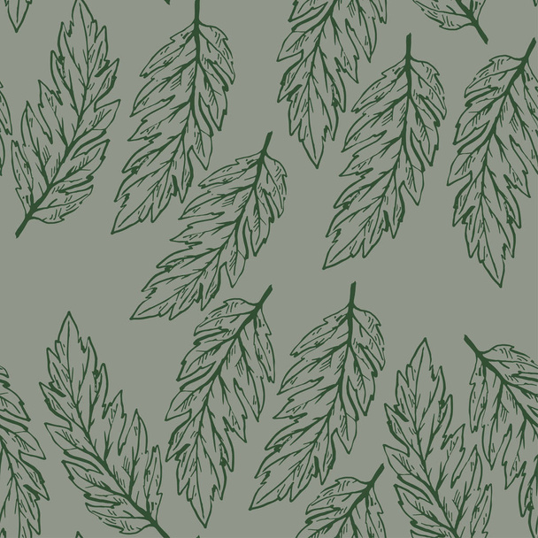 Pastel vector seamless pattern with hand drawn leaves. Soft and trendy color of the backdrop - Vektor, Bild