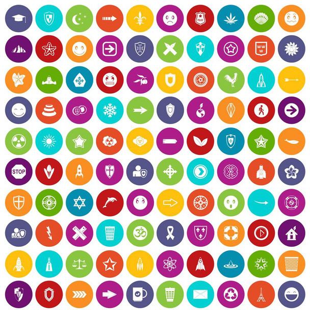 100 iconos emblema de color conjunto
 - Vector, Imagen