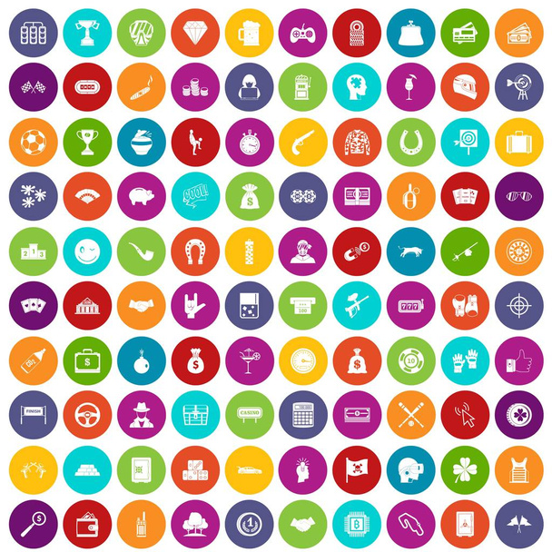 100 szerencsejáték ikonok szín beállítása - Vektor, kép