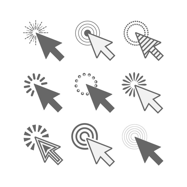 Beyaz arka plan üzerinde siyah soyut funky etkin tıklayın imleç işaretçiler Icons set - Vektör, Görsel