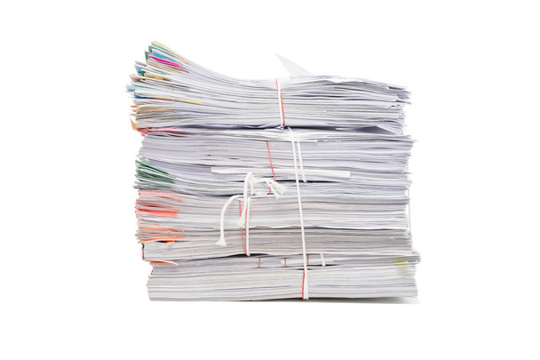 Montón de documentos comerciales aislados sobre fondo blanco
 - Foto, imagen