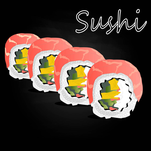 Nigiri Sushi ilustração sobre fundo escuro isolado
.  - Vetor, Imagem