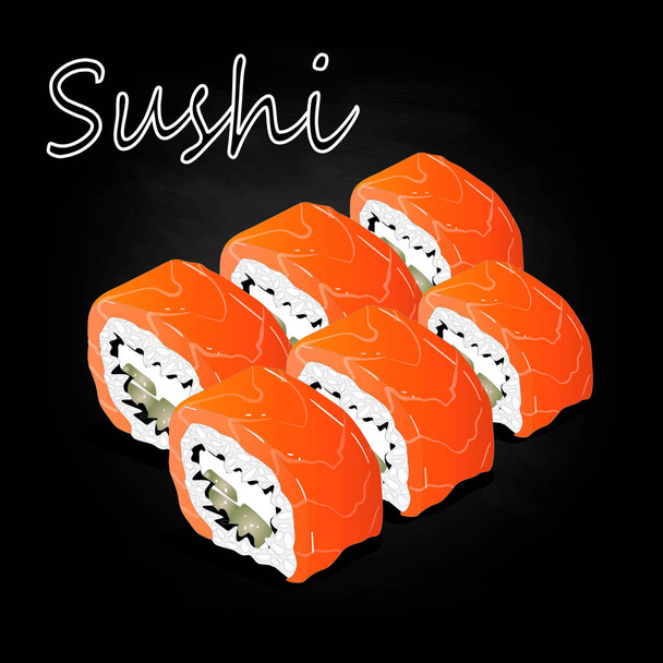 Nigiri Sushi ilustración sobre fondo oscuro aislado
.  - Vector, imagen