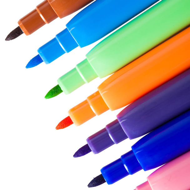 Colorful pens isolated on white background - Photo, Image