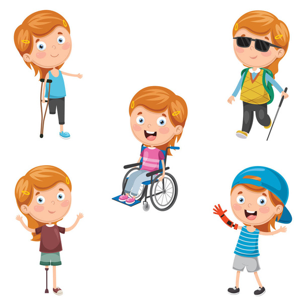Vector Illustration Of Disabilities - Vector, Image