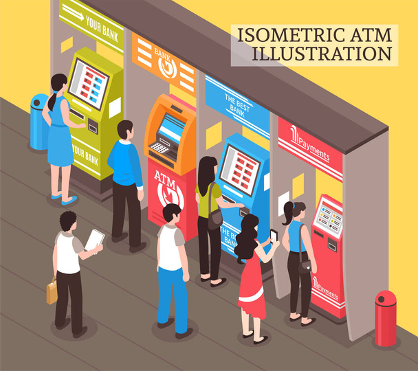 Distributeurs automatiques ATM Isometric
   - Vecteur, image