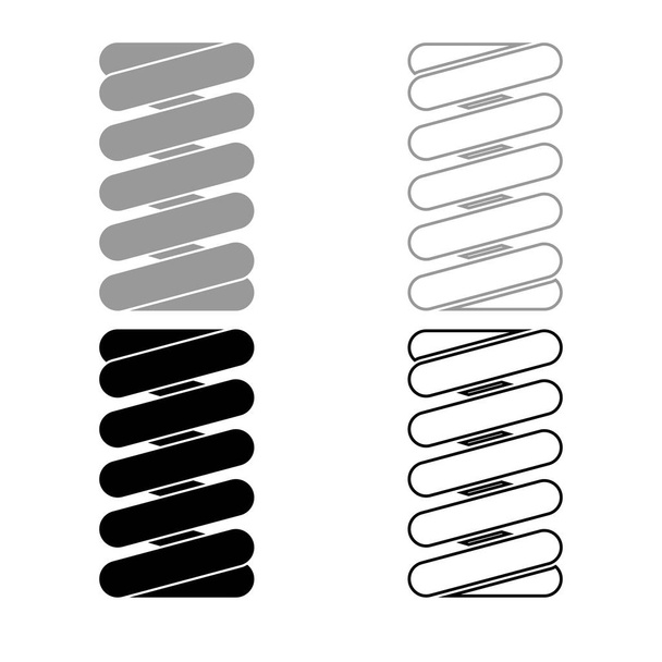 Federspule Symbol gesetzt grau schwarz Farbe Abbildung flachen Stil einfaches Bild - Vektor, Bild