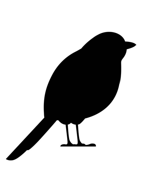 Fekete sziluettje. Titmouse madár. Lapos rajzfilm karakter design. Fekete madár ikon. Vektoros illusztráció elszigetelt fehér background. - Vektor, kép