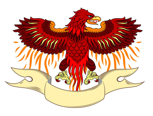 Phoenix steeg van de vlammen en banner - Vector, afbeelding