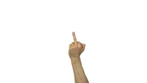 Αρσενικό μεσαίο δάχτυλο σε λευκό φόντο - Πλάνα, βίντεο