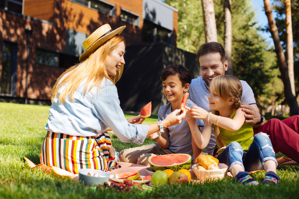 Alert mother having a picnic with her family - Fotografie, Obrázek
