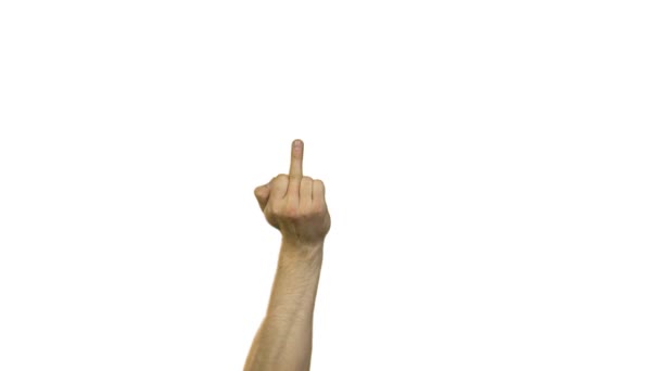 Male middle fingers on white background - Footage, Video