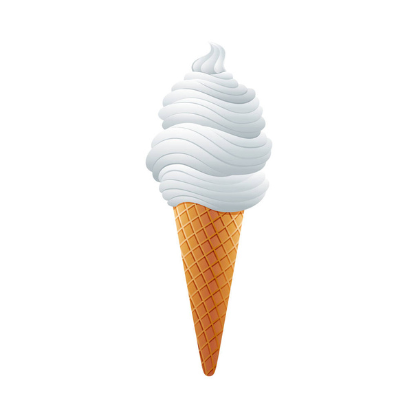 white milk soft serve ice cream isolated on white background vector art - Vector, Image