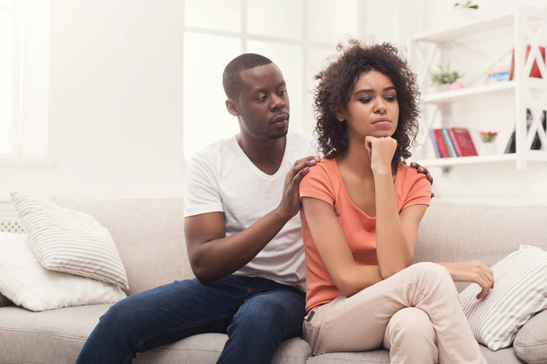 Young black couple quarreling at home - Photo, Image