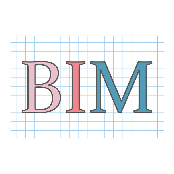bim (Building Information Modeling) geschrieben auf kariertem Papierbogen - Vektorillustration - Vektor, Bild