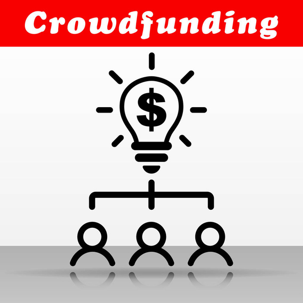 Illustrazione della progettazione di icone vettoriali di crowdfunding nero
 - Vettoriali, immagini