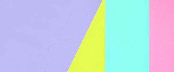Texture background of fashion pastel colors. Pink, violet, yellow and blue geometric pattern papers. minimal abstract. - 写真・画像