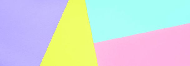 Texture background of fashion pastel colors. Pink, violet, yellow and blue geometric pattern papers. minimal abstract. - Photo, Image