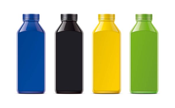 ジュース、ソーダなどのボトル。色は、透明ではないバージョン  - 写真・画像