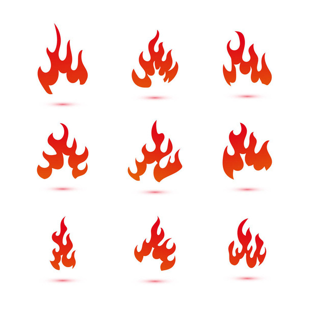 Collection of fire and flames logo graphic template - Vector, Image
