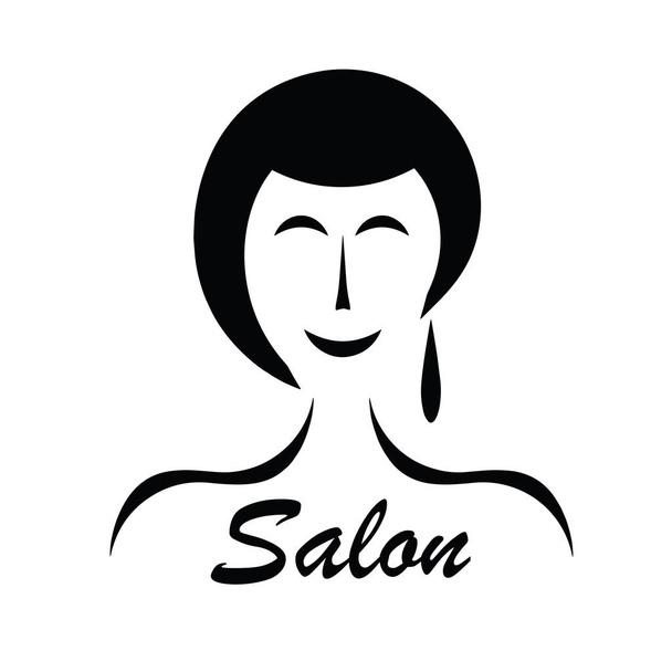 anuncio de salón de belleza - silueta negro mujer vector con corte de pelo elegante
 - Vector, imagen