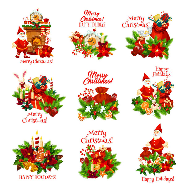 Christmas holiday icon for Happy New Year card - Vector, imagen