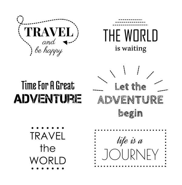 Travel and adventure motivational quotes for design. Vector illustration - Vektori, kuva