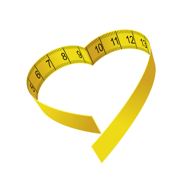Fita métrica em forma de coração - conceito de dieta e fitness
 - Vetor, Imagem