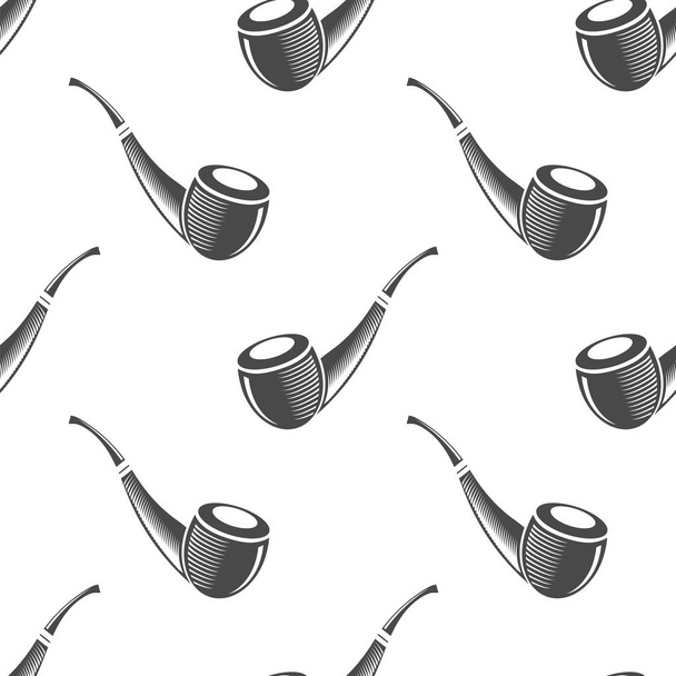 Wooden Smoking Pipe Silhouette Seamless Pattern - Vector, Image