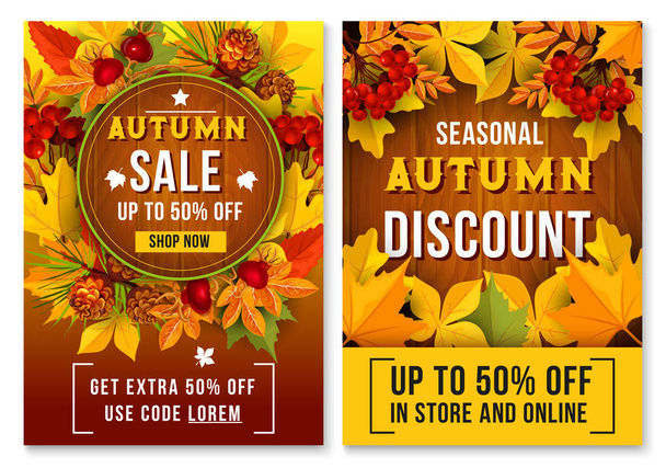 Podzimní prodej online sleva vektor plakát - Vektor, obrázek