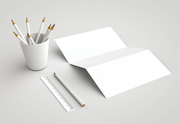 Corporate Stationery Branding Mock-up on white background - Foto, afbeelding