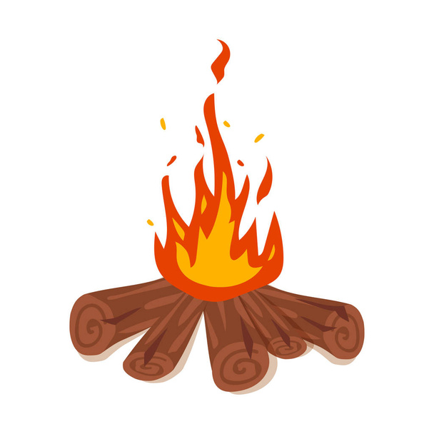 Simple vector illustration of bonfire, isolated on white - Vector, imagen