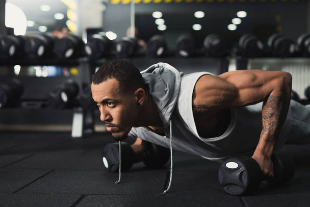 Young man fitness workout, push ups or plank - Φωτογραφία, εικόνα