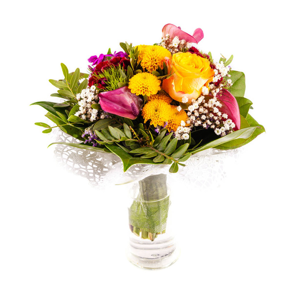 Bouquet de fleurs dans un vase en verre
 - Photo, image
