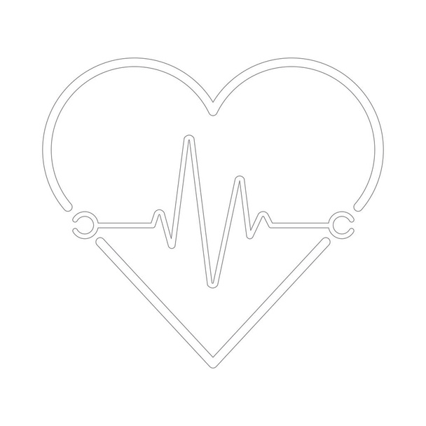 flache Design-Vektor des Herzschlags für die Färbung entwickelt - Vektor, Bild