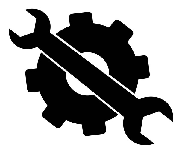Black Gear And Wrench vector eps 10 - Vector, Image