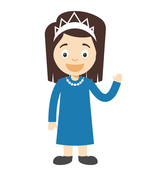 Little princess cartoon character waving her hand  - ベクター画像