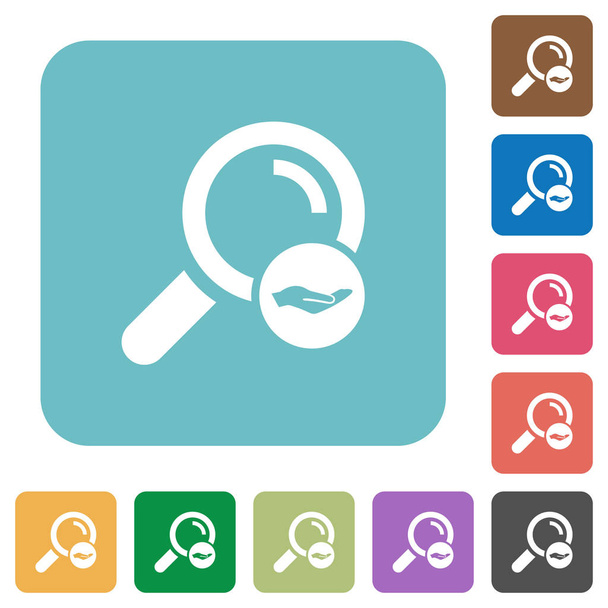 Servicios de búsqueda iconos planos blancos sobre fondos cuadrados redondeados en color
 - Vector, imagen