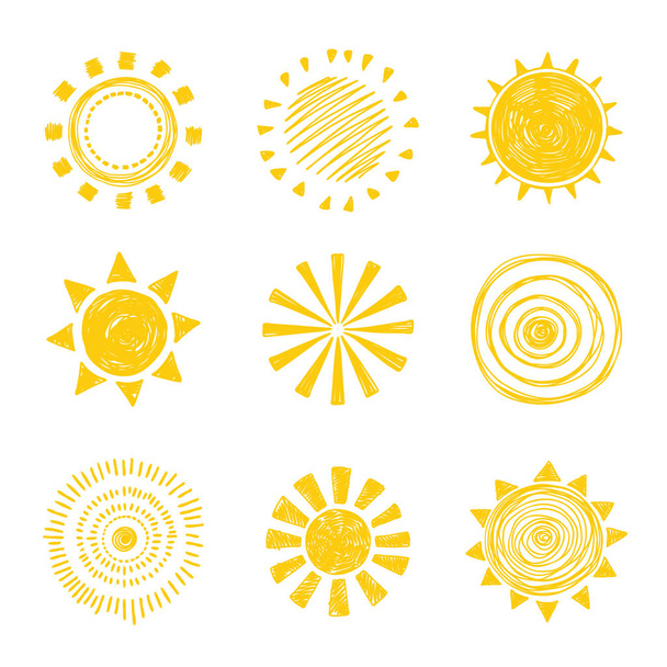Icon doodle sun - Vektör, Görsel