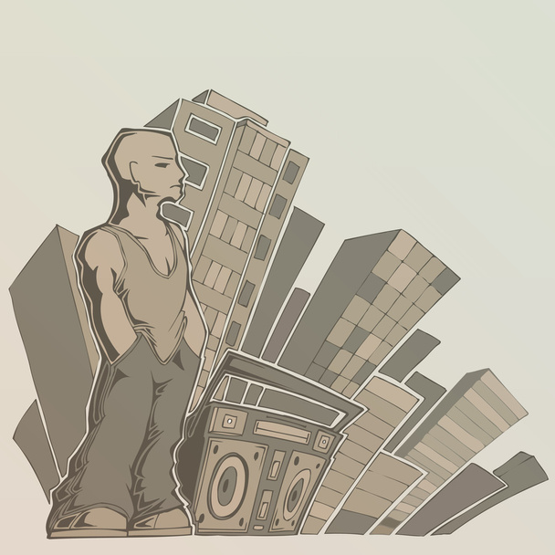 Hombre con boombox. diseño vectorial
 - Vector, Imagen