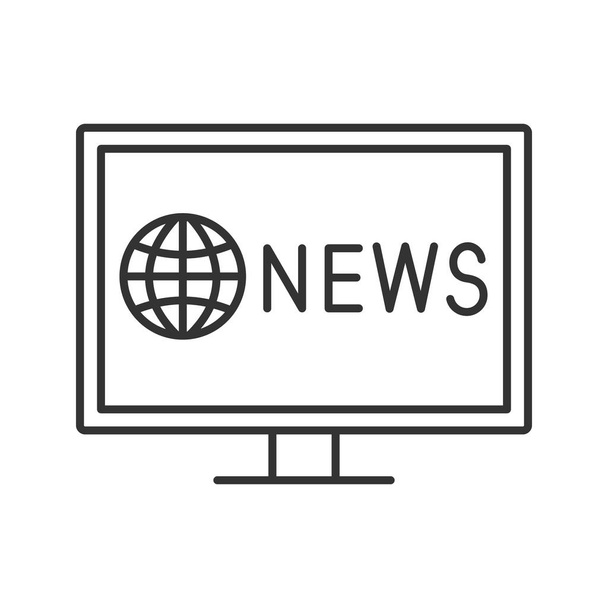 TV news linear icon. Thin line illustration. Newscast. Contour symbol. Vector isolated outline drawing - Vetor, Imagem