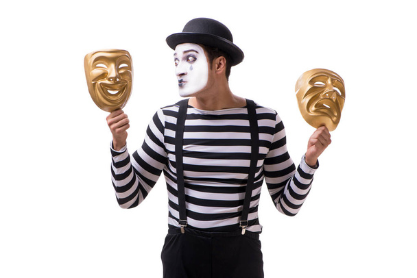 Pantomima s maskami izolovaných na bílém pozadí - Fotografie, Obrázek