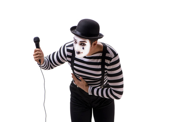 Mime chantant isolé sur fond blanc
 - Photo, image