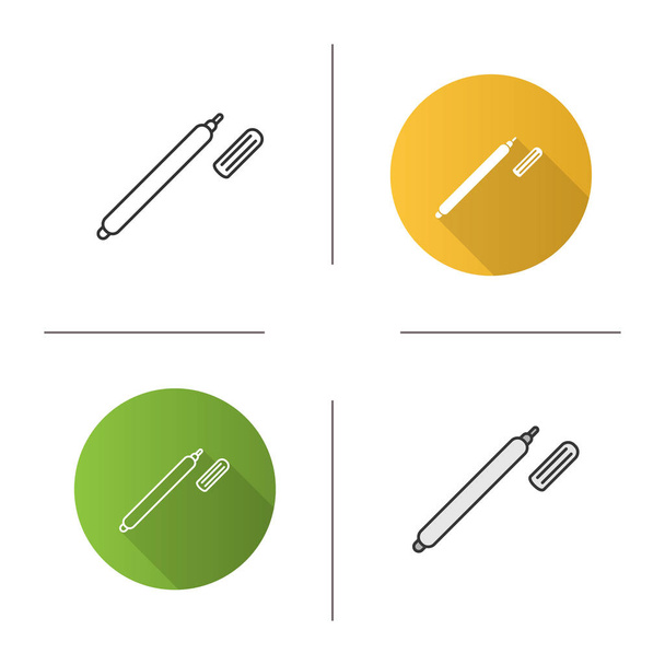 Marker pen icon. Highlighter. Flat design, linear and color styles. Isolated vector illustrations - Вектор,изображение