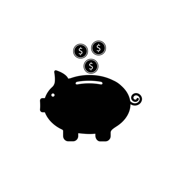 Piggy bank icon black - Vector, Image