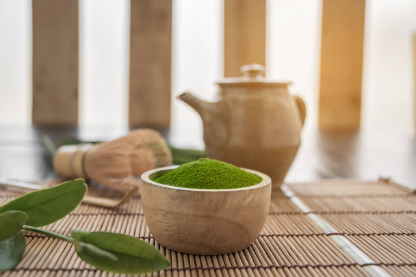 Composition of Organic Green Matcha Tea ceremony. - Foto, immagini