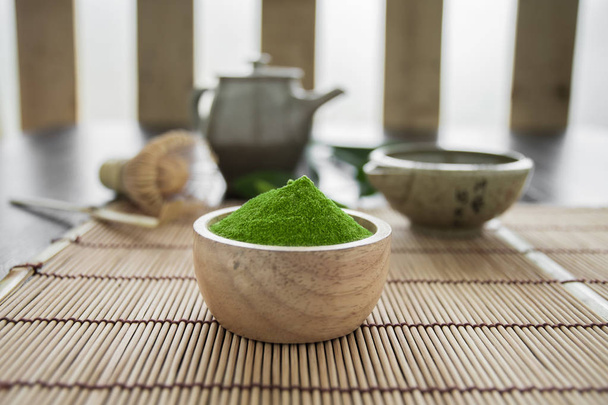 Close view of Organic Green Matcha Tea ceremony.  - Φωτογραφία, εικόνα